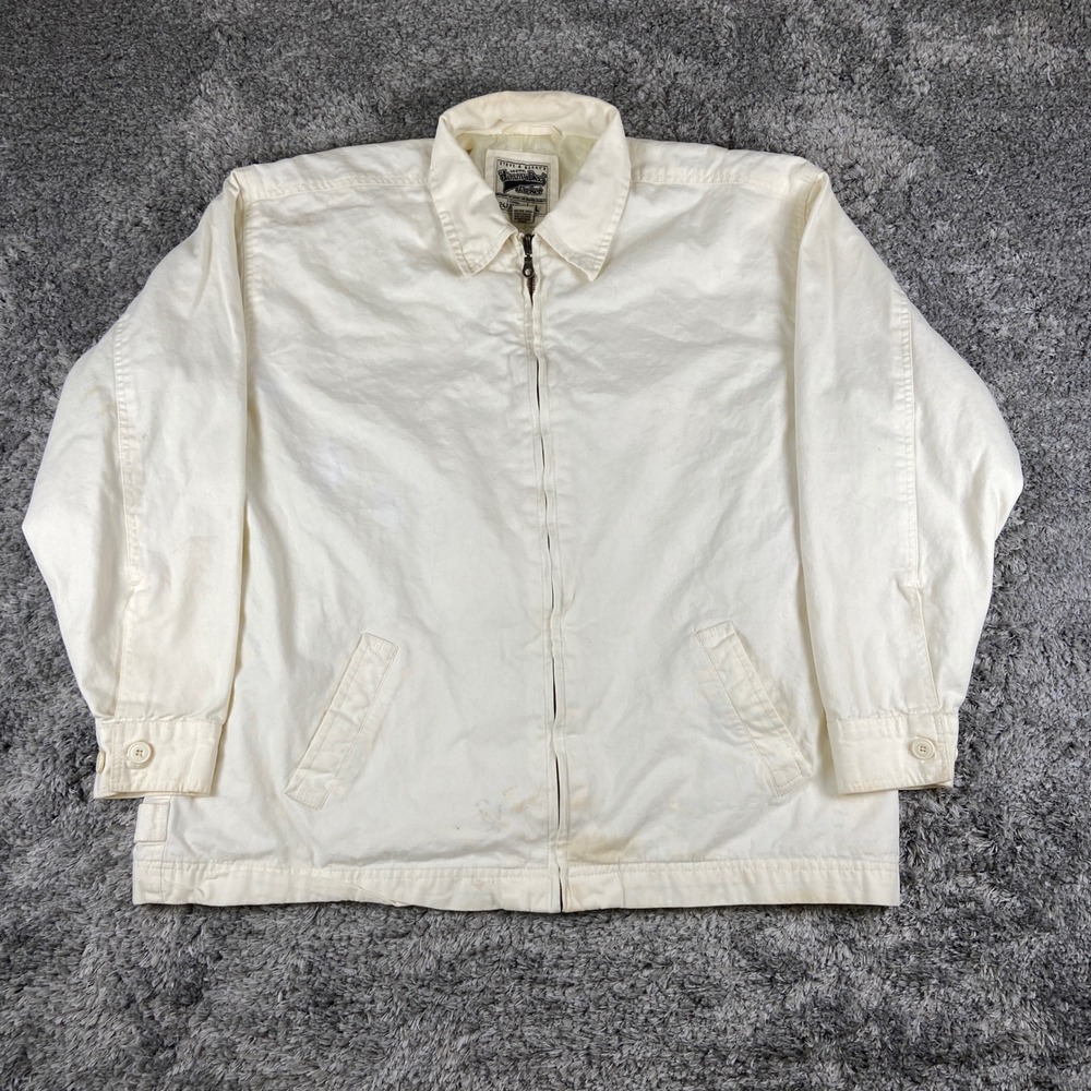 Vintage‎ Steve & Barrys Jimmy Dee Jacket Mens L White Cotton Canvas Harrington